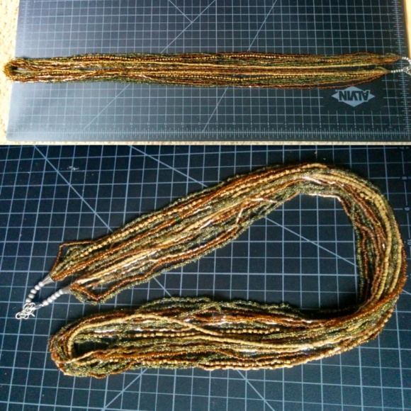 Long Boho/Hippie Earthy Acrylic Beaded Necklace - Picture 3 of 4